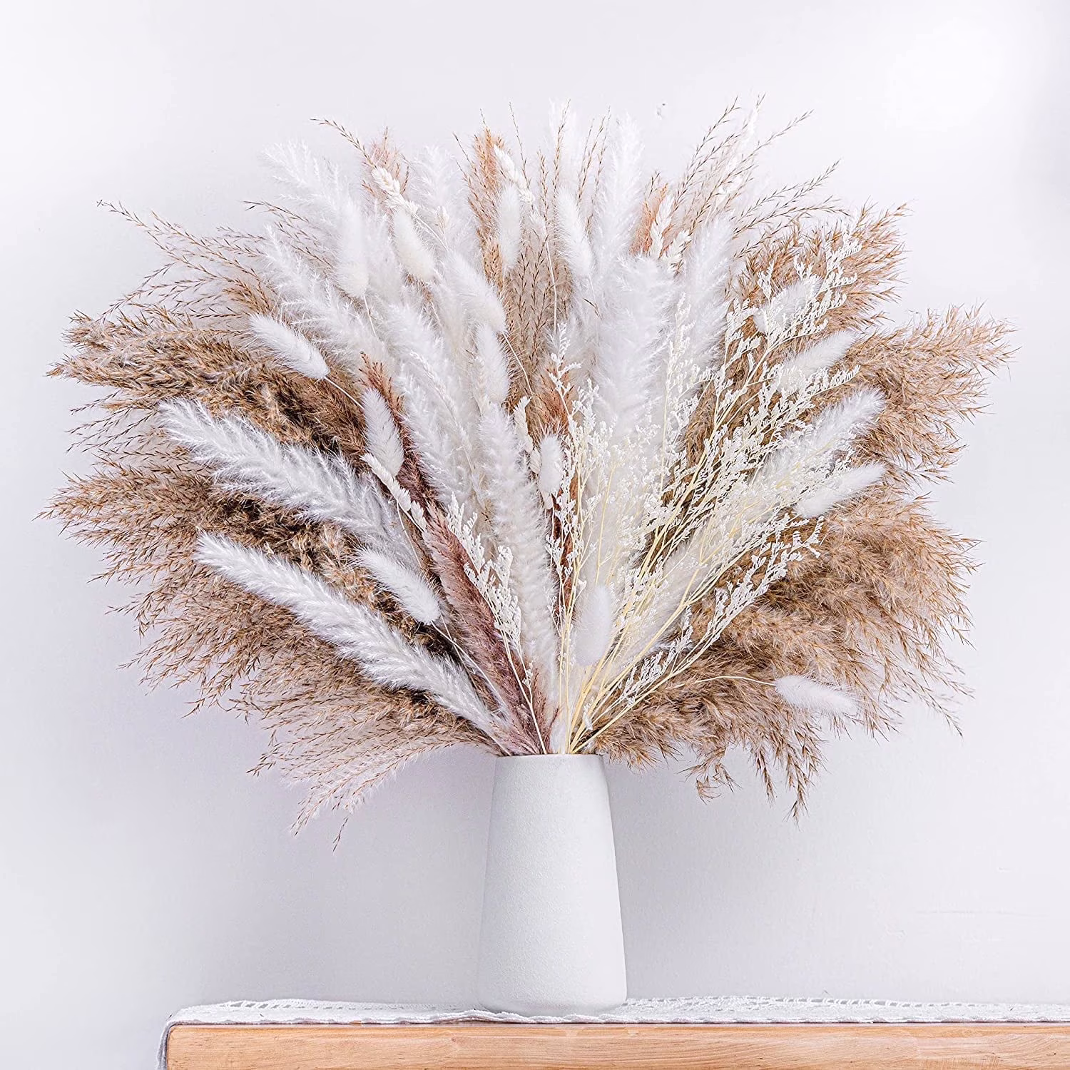 Sanmadrola 80 Pcs Natural Dried Pampas Grass Boho Home Decor
