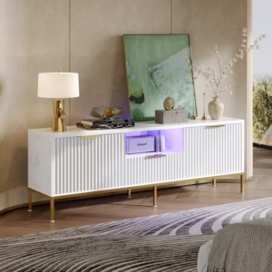 Bestier 55" LED TV Stand for TVs up to 60" Modern High Gloss Entertainment Center